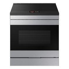 an oven with the door open on a white background