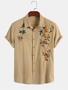 Embroidery Mens Shirt, Graphic Button Up, Hippie Rock, Mode Inspo