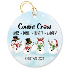 personalized christmas ornament with three snowmen