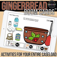 the gingerbread boom cards activity is shown on an ipad