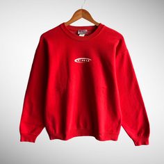 "CODE : 66 Vintage 90s Cru Design Red Sweatshirt Size Medium Cru Design Hawaiian Crewneck Cru Design Surfboarding Sweater Pullover Print Logo Jumper Size on Tag : M Details Measurement  Arm Pit to Arm Pit : 21\"inches Back Collar to Hem : 25\"inches Condition :  Great Vintage Condition.❌NO HOLES AND NO STAIN❌.Please refer pictures detail.‼️ 📮 SHIPING > WE ARE USING DHL EXPRESS SHIPING ITS TAKE 3-5 ARRIVE.PLEASE DROP YOUR PHONE NUMBER AFTER PURCHASE.📮" Red Vintage Crew Sweater, Vintage Red Crew Neck Sweater, Retro Red Long Sleeve Sweatshirt, Red Retro Long Sleeve Sweatshirt, Vintage Red Long Sleeve Sweatshirt, Red Vintage Long Sleeve Sweatshirt, Vintage Red Crew Sweatshirt, Red Vintage Crew Sweatshirt, Vintage Red Crew Neck Tops