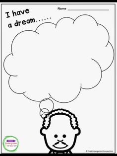 a black and white drawing of a girl with a thought bubble above her head that says i have a dream