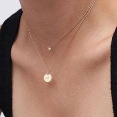 Willow Disc Initial Necklace - 14K Solid Gold-4 Disc Pendant Necklace, Oak And Luna Initial Necklace, Timeless 14k Gold Necklace, Minimalist Rose Gold Jewelry For Layering, Minimalist Si Clarity Necklace For Anniversary, Minimalist 14k Gold Jewelry For Layering, Everyday 14k Gold Jewelry With Single Diamond, Minimalist White Gold Necklaces For Layering, Minimalist White Gold Layering Necklaces