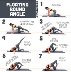 a woman is doing yoga poses on her stomach and back, with the instructions below