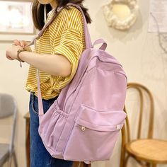 Size:length 29cm,Width 13cm,Height 43cm Color:black/blue/white/green/pink/purple/yellow Female Kawaii College Bag Cotton Fabric Student Women Backpacks Cool Teenage Girl School Bag Cute Ladies Fashion Backpack Trendy [23y 6m 13d] Pink School Bags, School Bag Cute, Cool School Bags, Black School Bags, Cute School Bags, School Bag College, Women Backpack Travel, Colorful Backpacks, Comfortable Slippers