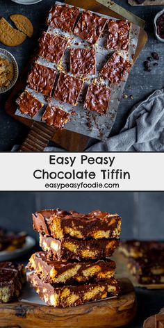 easy and tasty chocolate tiffins made with only three ingredients to make them