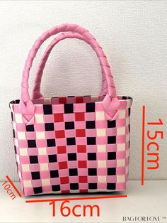 BagForLove - Compact Checkered Woven Handbag Product Description Color Pink Pattern Type Tropical Material PP Type Square Bag Bag Size Mini Size Chart INCH CM Bag Length Bag Width Strap Length Bag Height 6.3 inch 3.7 inch 10.6 inch 5.9 inch Bag Length Bag Width Strap Length Bag Height 16 cm 9.5 cm 27 cm 15 cm Details Pictures Similar Products h2 { text-align: center; } /* æ¢è¡ */ li{ white-space: normal; word-break: break-all; word-wrap: break-word; } .red-box { width: 100%; display: flex; fle Trendy Rectangular Pink Bucket Bag, Pink Rectangular Bucket Bag As Gift, Pink Rectangular Bucket Bag For Gift, Pink Square Mobile Phone Bag, Square Pink Mobile Phone Bag, Trendy Pink Square Bucket Bag, Pink Handheld Bucket Bag, Pink Handheld Gift Bag, Casual Pink Rectangular Bucket Bag