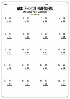 two digit numbers worksheet to help students learn how to use the same number