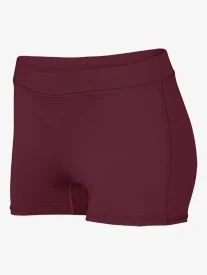 a woman's maroon shorts with high waist and low rise, made from stretchy fabric