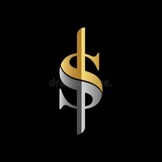 gold and silver letter s logo on black background royalty illustration