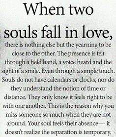 an advertisement with the words when two soul's fall in love