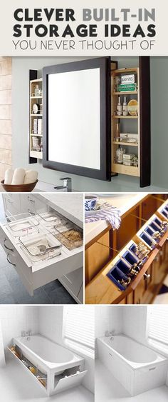 there are many different pictures with the words clever built - in storage ideas you never thought of