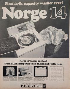 an advertisement for norge washing machine with instructions