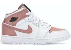 Buy and sell authentic Jordan shoes on StockX including the Jordan 1 Mid White Rose Gold (GS) and thousands of other sneakers with price data and release dates. Rose Gold Jordans, Tenis Nike Jordan, Jordan 1 Mid White, Dr Shoes, Jordan Shoes Girls, All Nike Shoes, Nike Air Shoes, Cute Nike Shoes, Cute Sneakers