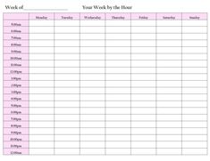 a printable weekly calendar with the time and hours for each month, including dates