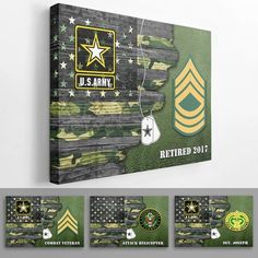 Personalized Army Canvas - USA Half Flag With Army Ranks/Insignia - Pe – Veterans Nation Army Ranks, Army Usa, Military Ranks, Personalized Wooden Signs, Be Design, Spec Ops, Gifts For Uncle, Auntie Gifts, Custom Puzzle