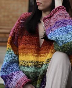 Rainbow Folk Jumper Knitting pattern by Rainbow Folk Knitting Jumper, Fashion Knitting, Jumper Knitting Pattern, Aran Weight Yarn, Pattern Knitting, Paintbox Yarn, Sweater Knitting Patterns, Pattern Sweater, Tunic Styles