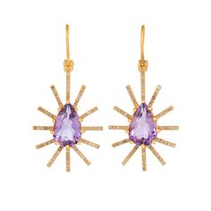 Diamond & Amethyst Gold Vermeil Over Sterling Silver Earring Silver = 8.00 gm. Diamond & Amethyst = 16.80  ct. The beautiful earring measures to be 2 inches long and 1 inches wide. If for any reason you are not completely satisfied, you may return, exchange, replace, or credit your purchase within 15 days from delivery. Wholesale Enquiries? Contact us & we will get in touch Earring Silver, Amethyst Gold, Silver Earring, Gold Vermeil, Beautiful Earrings, Sterling Silver Earrings, Jewelry Earrings Dangle, Silver Earrings, 925 Silver