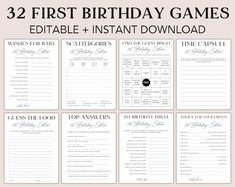 the printable birthday games for adults and children