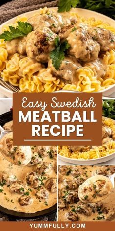 easy swedish meatball recipe with noodles and gravy