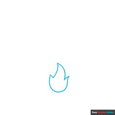 a drawing of a blue fire on a white background