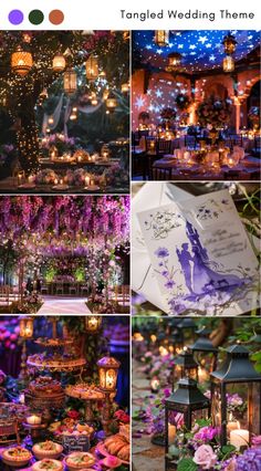 a collage of photos with flowers, candles and lights on them in different colors