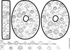 an image of a coloring book page with the words 100 on it and two circles