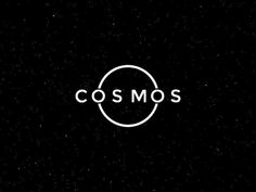 the word cosmos is written in white on a black background with small dots