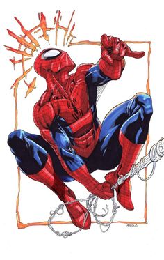 the amazing spider - man by mark waison, pencil and watercolor on paper