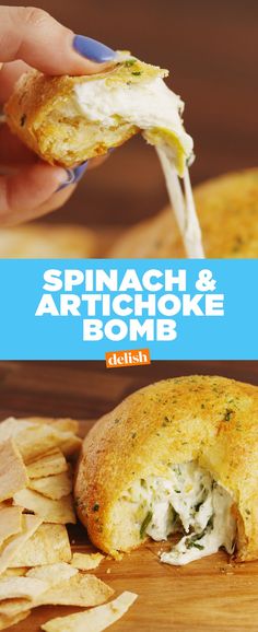 spinach and artichoke bomb is an easy appetizer that's ready to be eaten