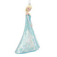 a frozen princess ornament hanging from a chain