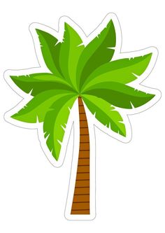 a green palm tree sticker on a white background