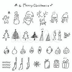 hand drawn christmas icons and symbols