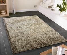 an area rug is shown in the middle of a room