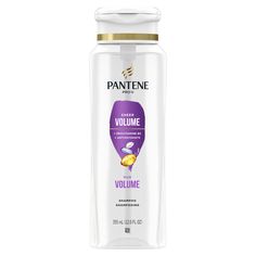 Pantene Shampoo, Volume & Body 0% paraben, colorants. No harsh stripping. Fullness every wash. Hard working, long lasting. Volume & Body Pro-V Formula cleanses fine & thin hair to remove build up & prime strands for optimal fullness. Pro-V Nutrients: Protective anti-oxidants; Pro-vitamin B5; pH balancers. Safe on: Color treated hair; Chemically treated hair. | Pantene Shampoo, Volume & Body At Hy-Vee Pantene Shampoo, Pantene Pro V, Anti Oxidants, Body Shampoo, Volumizing Shampoo, Online Grocery Shopping, Vitamin B5, Color Treated Hair, Grocery Online