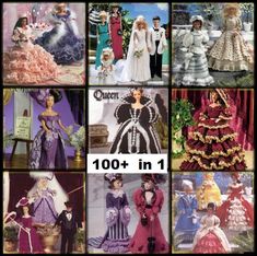 many different types of barbie dolls are shown in this collage with the words, 100 + in 1