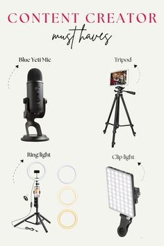 the contents of a camera and tripod with text that says, how to use a video light