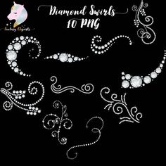 diamond swirls on black background with the words diamonds in white letters and an image of a