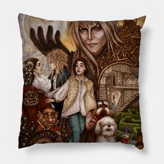 a pillow with an image of a woman and two children