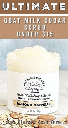 Almond Oatmeal Emulsified Sugar Scrub with Goat Milk, Exfoliating Scrub Scrub Skincare, Almond Oatmeal, Oily Hair Shampoo, Emulsified Sugar Scrub, Herbal Bath Tea, Milk Bath Soak, Goat Milk Bath