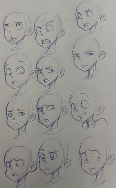 a bunch of sketches of different facial expressions