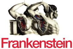 a movie poster for the film frankenstein with an image of a man holding his back