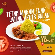 an advertisement for temp makan enak walau aker bulan on a plate