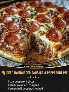 Easy and tasty recipes | 🍕 Deep Hamburger Sausage & Pepperoni Pie - this is a pizza lover's dream | Facebook Hamburger Pie Recipes, Sausage Pie, James Martin Recipes, Hamburger Pizza, Pizza Recipes Pepperoni, Friends Recipes, Burritos Recipe, Pizza Recipes Homemade, Flatbread Pizza