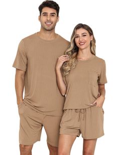 PRICES MAY VARY. Material: Stay cool and comfortable with our Ice Silk Ribbed Weave Pajama, featuring a luxurious blend of breathable ice silk fabric and a textured ribbed weave design. Feature: Couples 2 Piece Lounge Sets,, Loose ribbed pajama sets, Crew neckline matching outfits sets, Short sleeve Tops, Adjustable drawstring shorts with pocket, simple and comforty for your leisure time. Experience ultimate relaxation in our Ice Silk Ribbed Weave Sleepwear, crafted with a unique combination of Cheap Pajama Shorts For Women For Lounging, Comfortable Cheap Pajama Shorts, Cheap Relaxed Fit Pajama Shorts For Loungewear, Affordable Casual Pajama Shorts With Drawstring, Cheap Casual Pajama Shorts For Beach Season, Cheap Casual Cotton Pajama Shorts, Cheap Leisure Pajama Shorts, Cheap Matching Set Sleepwear For Summer, Cheap Athleisure Pajama Shorts