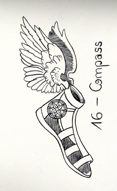 a drawing of a shoe with an eagle on it