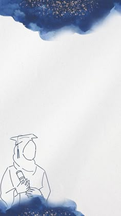 a drawing of a person with a graduation cap on sitting in front of a cloud