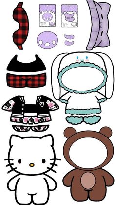 hello kitty paper doll cut outs