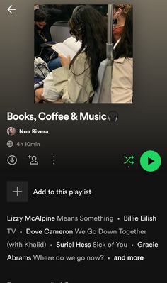 an iphone screen with the text books, coffee & music on it