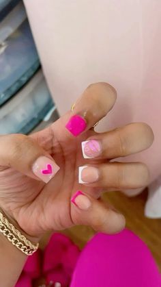 Pink Junk Nails Short, Extra Short Acrylic Nails Designs, Birthday Nails For Kids, Pink Shirt Nails, Overlay Nail Ideas, Acrylic Nails Short Pink, Short Nails For Kids, Short Acrylic Nails Christmas, Nail Ideas Short Square